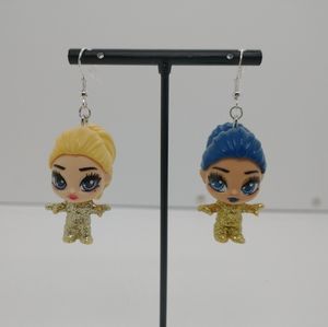 Earrings Hatchimals Mini Pixies Toy Handmade 925 Silver Hook Dangle Glitter OOAK